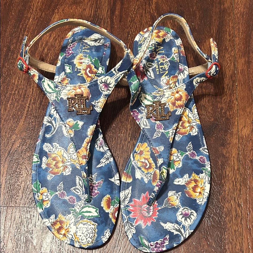 Ralph Lauren Blue Floral Sandals